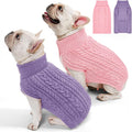 2 Pack Dog Sweaters for Medium Dogs Turtleneck Pullover Cable Knit Stretch Clothes French Bulldog Dachshund Boston Terrier Corgi Beagle Pug Boy Girl Pets Winter Clothes (M, Pink & Purple)