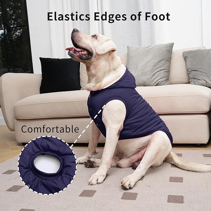 Fleece Lining Extra Warm Dog Hoodie in Winter for Large Dogs Jacket Pet Coats with Hooded,Blue XL