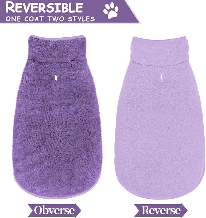 Malier Dog Winter Coat, Reversible Fleece Dog Cold Weather Coats, Windproof Warm Snow Puppy Jacket Vest Pet Clothes for Small Medium Large Dogs (Purple, X-Small)
