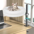 Cat Desk Bed, Supports Up to 50 lbs, Comfortable Soft Perch, Nest Bed Attachment Round Cat Hammock for Desk 360° Rotating & Adjustable Height (White)