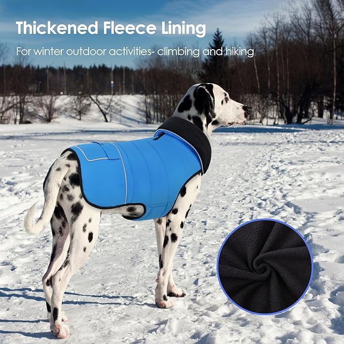 Dog Coat, Small Dog Jacket, Windproof Dogs Puffer Jacket, Fleece Lined Warm Dogs Winter Coat with Harness Hole (Blue M)