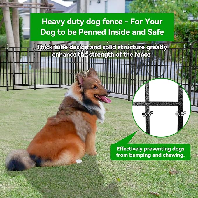Square Steel Pipe Dog Fence Outdoor 32 Piece Panels 40" Height Anti-Rust Heavy Duty Dog Playpen with Doors Portable for Yard RV Camping, Total 71FT, 406 Sq.ft, Snowy Black