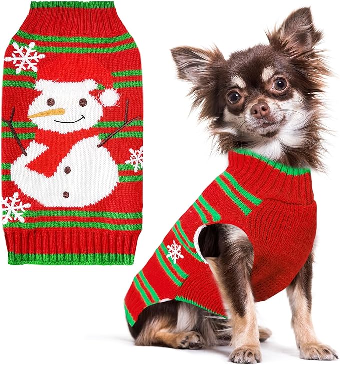 PETCARE Red Snowman Dog Sweater Christmas Dog Sweaters Vest Ugly Snow Xmas Puppy Costume Pet Holiday New Year Fall Winter Clothes for Small Medium Large Dogs Cats Pullover Sweaters Outfits,X-Small