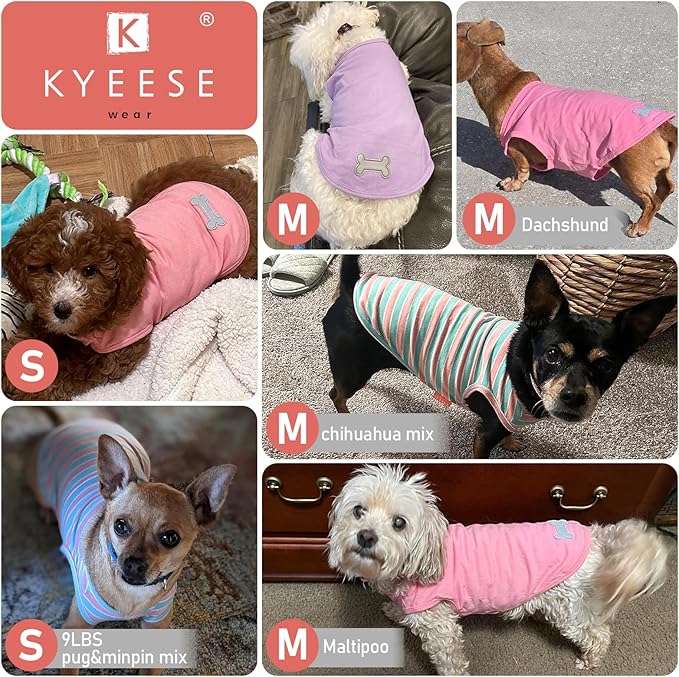 KYEESE 2Pack Dog Shirts Striped T Shirt Cotton Tank Top Soft Tee for Small Dogs Lightweight Clothes Sleeveless Dog Vest, Medium,Dark Blue+Striped