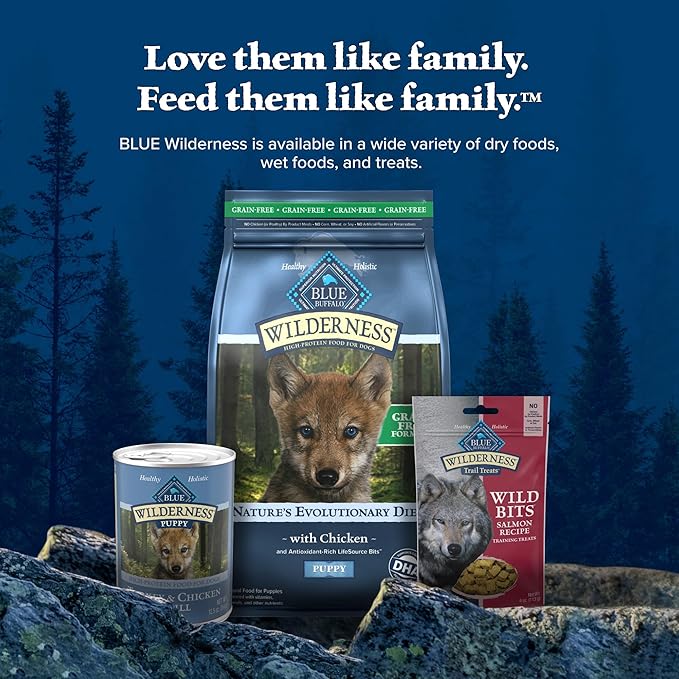 Blue Buffalo Wilderness Puppy High-Protein Dry Dog Food with Real Chicken, Grain-Free, Made in The USA with Natural Ingredients, Chicken, 4.5-lb. Bag (Pack of 4)