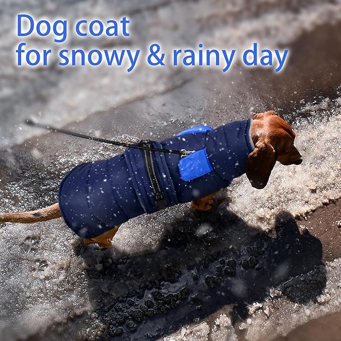 MIGOHI Warm Dog Jacket - Waterproof Small Dog Coat with Furry Collar, Windproof Dogs Fleece Vest, Reflective Cold Weather Coats for Small Dogs, Adjustable Buckle,Poodle,S,DarkBlue