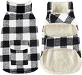 Malier Classic Plaid Fleece Dog Coat - Warm Winter Jacket with Pocket, Windproof for Small to Large Dogs (White, Large)