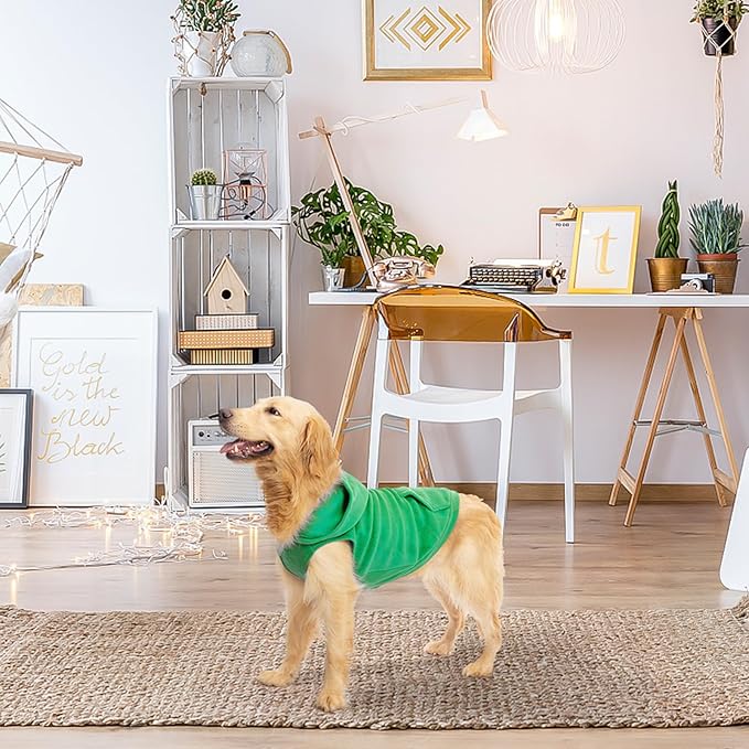EXPAWLORER Dog Hoodie Fleece Sweater Vest, Hooded Dog Sweatshirt Fall Winter Pet Clothes with Leash Hole, Sleeveless Warm Cozy Puppy Clothing for Cat Small Medium Large Dogs Girl Boy, Green XXL
