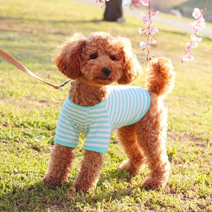 Geyoga 6 Pieces Dog Striped T-Shirt Cotton Breathable Pet Apparel Colorful Puppy Sweatshirt Clothes for Small to Medium Dogs Puppy(Gentle Color,L)