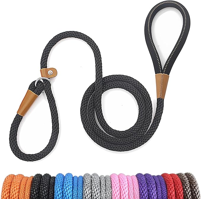 lynxking 6 FT Dog Leash Slip Lead 2 Pack Strong Heavy Duty Braided Dog Training Leash No Pull Training Lead Leashes for Medium Large and Small Dogs