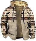 Men's Zip Up Jackets Western Style Ethnic Hoodie Hooded Vintage Long Sleeve Warm Coat Winter Outfits
