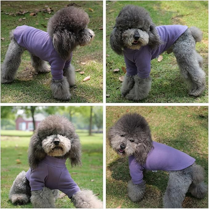 Lovelonglong Ribbed Dog T-Shirt Cotton Knitted Dog Sweaters for All Season Pet T-Shirts for Large Medium Small Dogs Purple XS