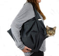 Cat-in-the-Bag Cozy Comfort Carrier - Large Charcoal Cat Carrier Soft and Pet Carrier for Nail Clipping, Vet Visits, Medication Administration, Dental Care, and Traveling