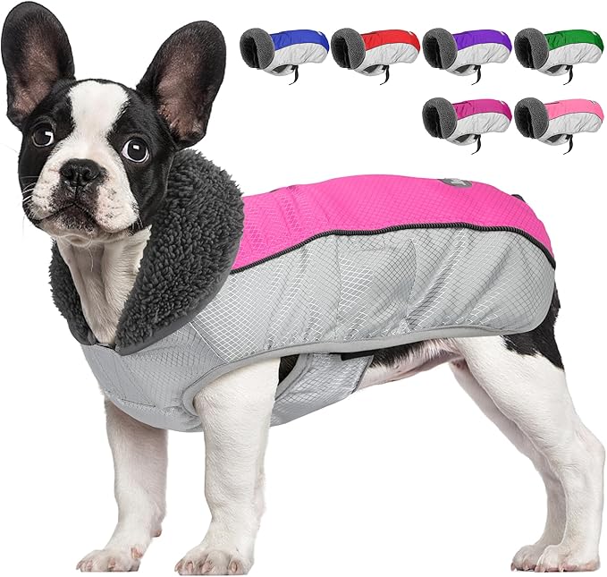 Dog Coat, Waterproof Ripstop Dog Winter Jacket with Leash Hole, Reflective Adjustable Warm Pet Fleece Snow Sweater for Small Medium Large Dogs - Pink, 3XL