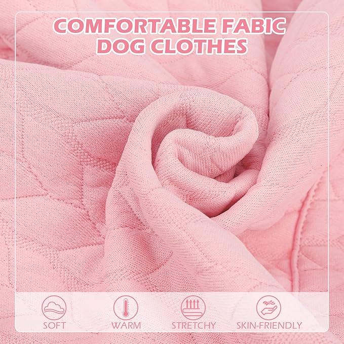 EXPAWLORER Textured Cable Knit Basic Dog Hoodie, Elevated Style Dog Sweater with Leash Hole and Pocket, Soft and Warm Pet Winter Coat, Cold Weather Clothes for Small Medium Large Dogs,Pink L