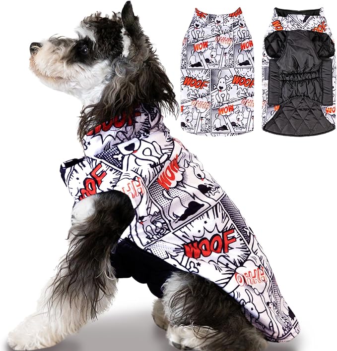 CuteBone Winter Jacket - Waterproof, Windproof, Reversible, Soft, Reversible Dog Vest - Thick Dog Cold Weather Coat - for Small to Large Dogs - Chest Size, Leash Hole