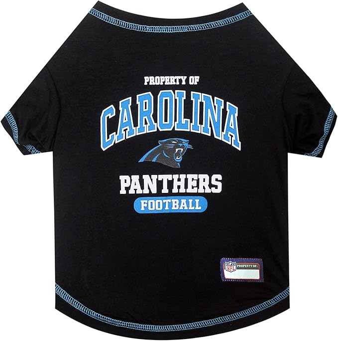 NFL Carolina Panthers Dog T-shirt Large. - Licensed Shirt for Pets Team Colored with Team Logos- Premium Stretchable Materials for the comfort of your Dog & Cat