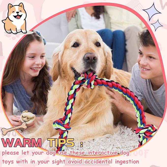 Dog Rope Toys for Extra Large Dogs, 2 Pack 6 Feet 5 Knot Tug of War Dog Toy for Large Aggressive Chewers Heavy Duty Cotton Teeth Cleaning Indestructible Puppy Chew Toys