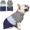 KYEESE Dog Sweater Color Block with Fuzzy Thread Knitted Turtleneck Dog Knitwear with dots in a Variety of Colors for Small Dogs Fall Winter Puppy Sweater, Navyblue, XS
