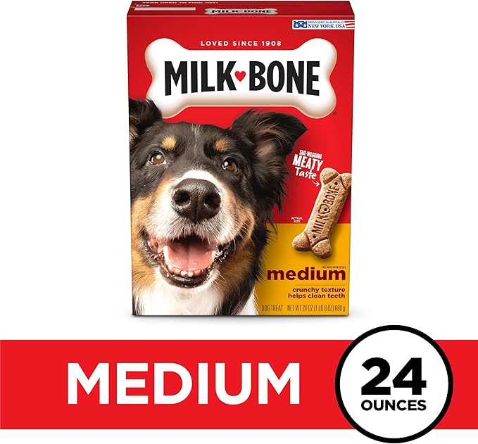 Milk-Bone Original Dog Treats for Medium Dogs, 24 Ounce, Crunchy Biscuit Helps Clean Teeth (Pack of 2)