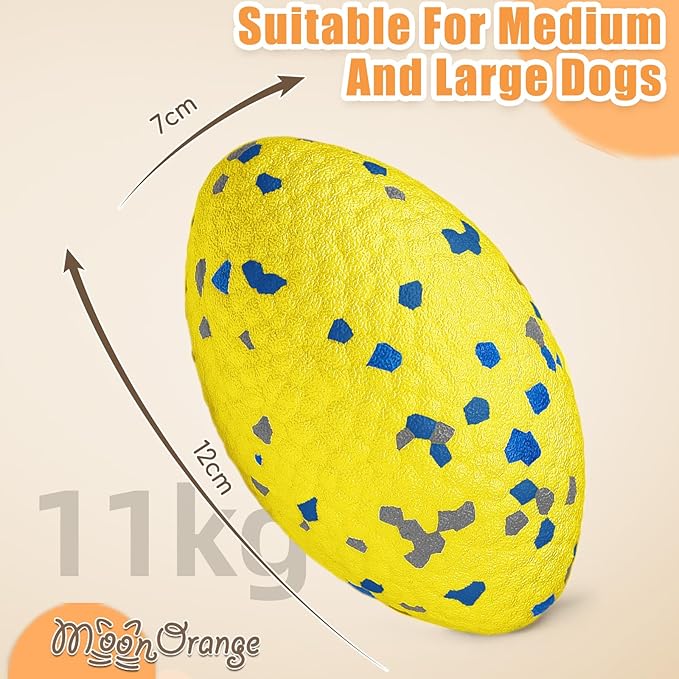 2Pcs Upgrade Bone Dog Balls+Rugby Dogs Toys for Aggressive Chewers, Indestructible Tennis Balls for Dogs (Yellow)