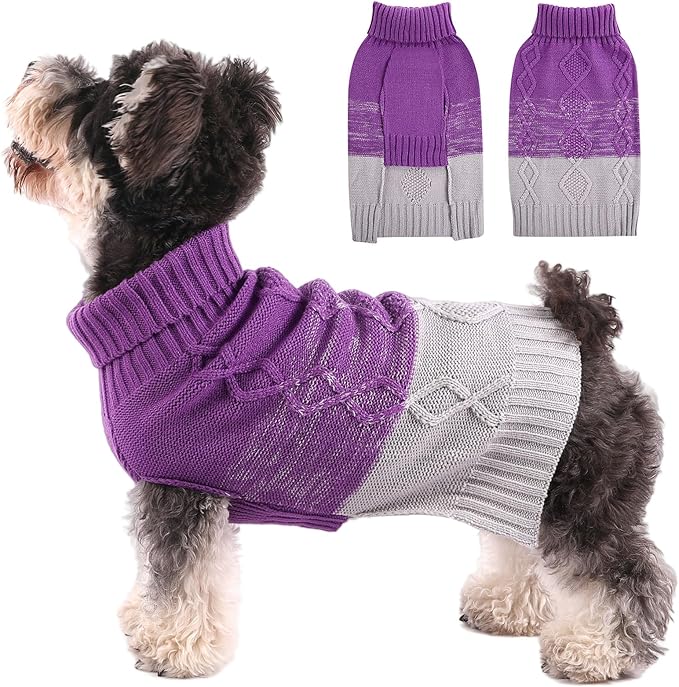 ASENKU Warm Dog Sweater for Small Medium Dogs,Pet Sweaters for Fall Winter Dog Clothing,Thicked Pullover Puppy Cat Turtleneck Sweater for Doggie Chihuahua Clothing