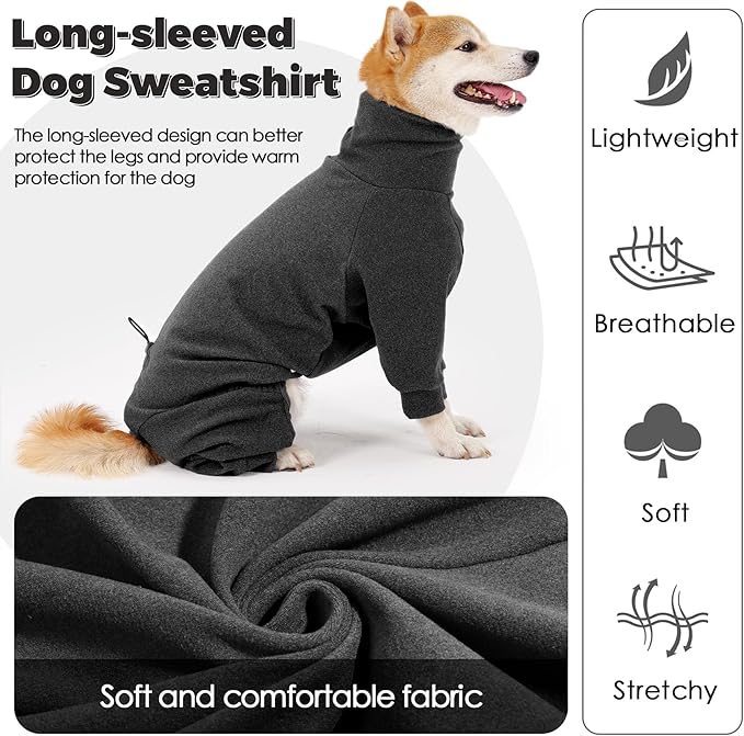 Dotoner Pullover Dog Sweater High Collar with Leash Hole Cold Weather Vest for Dogs Dog Winter Clothes for Indoor and Outdoor Use Long Sleeve Dog Sweatshirt Dog Clothes for Large Dogs