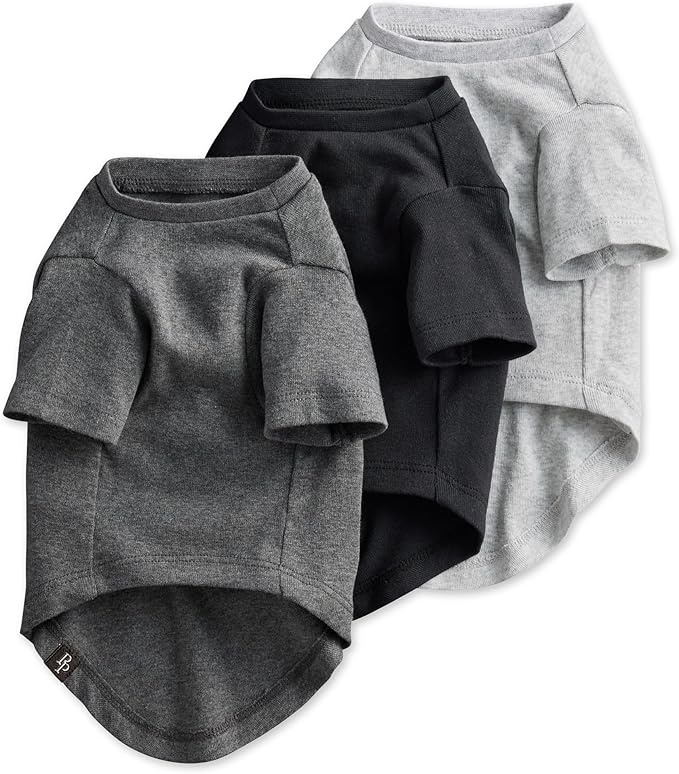 Toby II - The Perfect Tee, 3 Pack Short Sleeve Pet T-Shirt 100% Organic Cotton Tees Clothes for Small, Medium, Large Dogs, Gray Ombre, XX-Large