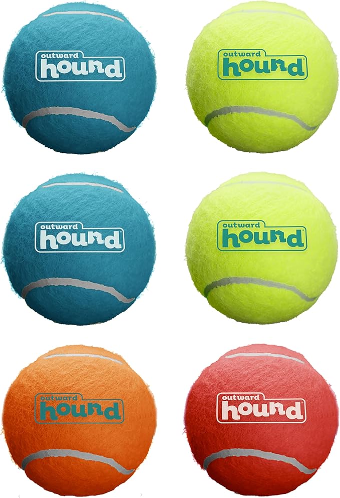 Outward Hound Squeaker Ballz 8-Pack Tennis Ball Dog Toys with Squeaker, Interactive Fetch Play for Pets Under 25 lbs, Training Balls for Indoor & Outdoor Exercise, Small, 2-inch