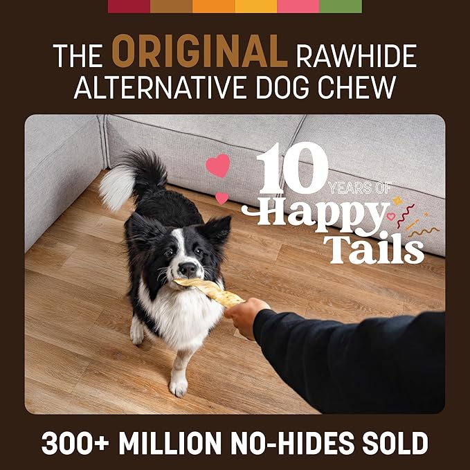 Earth Animal No Hide Strips - Natural Rawhide Free Dog Chew Strips, Venison - 16 Count