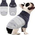 Queenmore Small Dog Sweater, Knitted Pullover Puppy Sweater,Cold Winter Pet Sweaters for Dog Girls Boys, Soft Turtleneck Knit Sweater with Leash Hole,Long Sleeves Christmas DogSweater(Blue,XS)