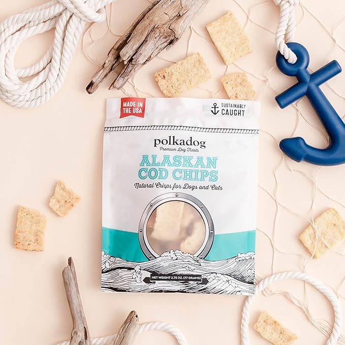 Polkadog Crunchy Alaskan Cod & Salmon Chips Variety 2-Pack – Single Ingredient Dog Treats – All Natural, Grain-Free, Lean Protein & Omega-3 Rich Snacks for Dogs – Made in USA - 2.75 oz (Pack of 2)