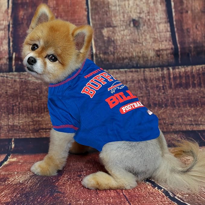 NFL Buffalo Bills Dog T-shirt Large. - Licensed Shirt for Pets Team Colored with Team Logos- Premium Stretchable Materials for the comfort of your Dog & Cat