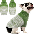 Queenmore Small Dog Sweater, Knitted Pullover Puppy Sweater,Cold Winter Pet Sweaters for Dog Girls Boys, Soft Turtleneck Knit Sweater with Leash Hole,Long Sleeves Christmas DogSweater(Green,XS)