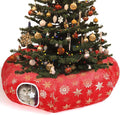 Cat Tunnel Bed for Indoor Cats, XL Christmas Tree Skirts Washable Warm Soft Indoor Cat Donut Tunnel, Multifunctional Cat Interactive Playground Toys for Felines Pet Christmas Tree Decoration