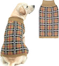 PUPTECK Dog Sweaters for Large Medium Small Dogs - Fall Classic Plaid Style Puppy Holiday Winter Coat Clothes Warm