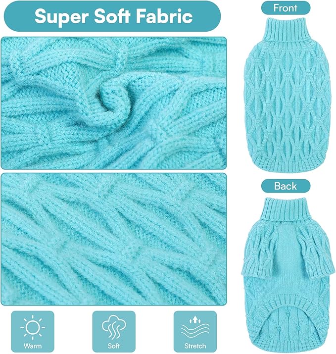 Queenmore Medium Dog Sweater,Dog Sweater for Medium Dogs Boys Girls,Christmas Sweaters for Dogs,DogSweater Knitwear Outfit,Thick Warm Pet Clothes for French Bulldog,Boston Terrier(Lake Blue,M)