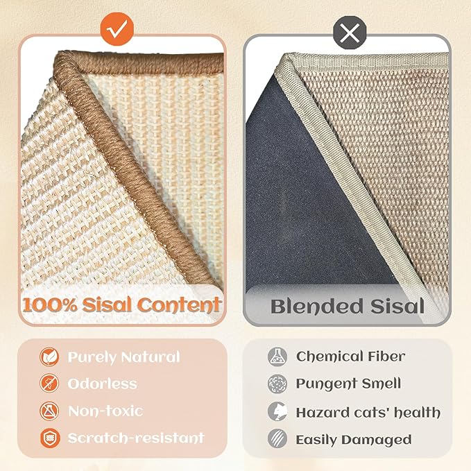CHEERHOME PETS Sisal Cat Scratcher Bed for Indoor Cats Hammock for Scratching Pad Cat Chair Nartural Sisal Cat Scratch Post for Large Cat Scratcher Lounge(Extra Large)
