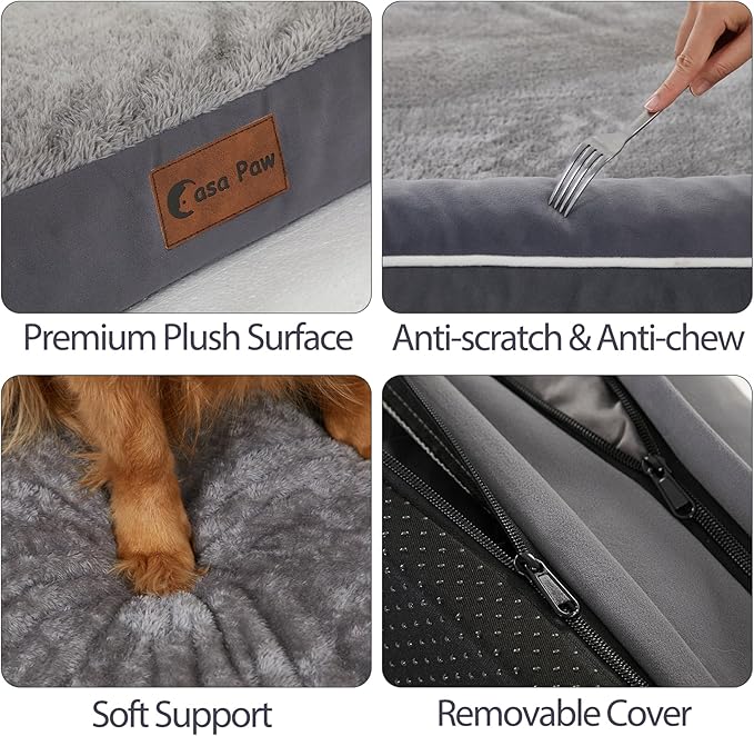 Orthopedic Dog Beds for Extra Large Dogs, Waterproof Egg Crate Foam XL Dog Bed with Sides 45 * 35Inch, Big Dogs Couch Beds with Removable Washable Cover and Nonskid Bottom, Dark Grey
