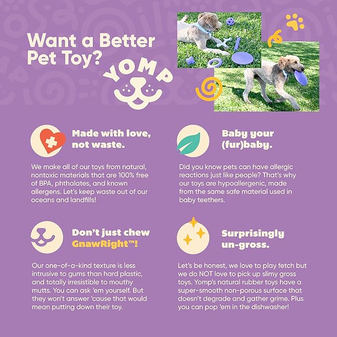 Yomp FetchFlyer MAX Dog Toy – Durable Rubber, Grippable Rim, Textured Flyer for Fetch & Play, Dishwasher Safe