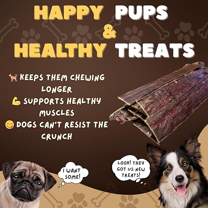 Woofley's - 10-12 Inch Esophagus Jerky (50 Count) - Gullet Sticks for Dogs - Safe Jerky Dog Chews -Easily Digestible Bully Sticks