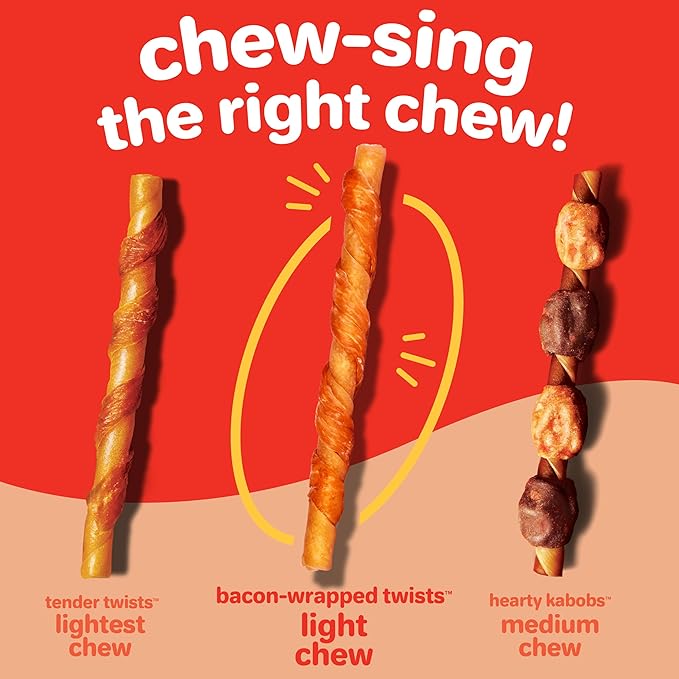 Hartz New Oinkies Bacon Wrapped Twists, Real Meaty Chews with 100% Real Bacon and No Beefhide, 14 Count