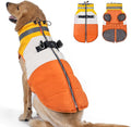 azuza Dog Jacket for Medium Dogs Waterproof Dog Coat with Reflective Strips and Harness Built in Warm Fleece Dogs Winter Coat Windproof with Back Zipper, Orange 2XL