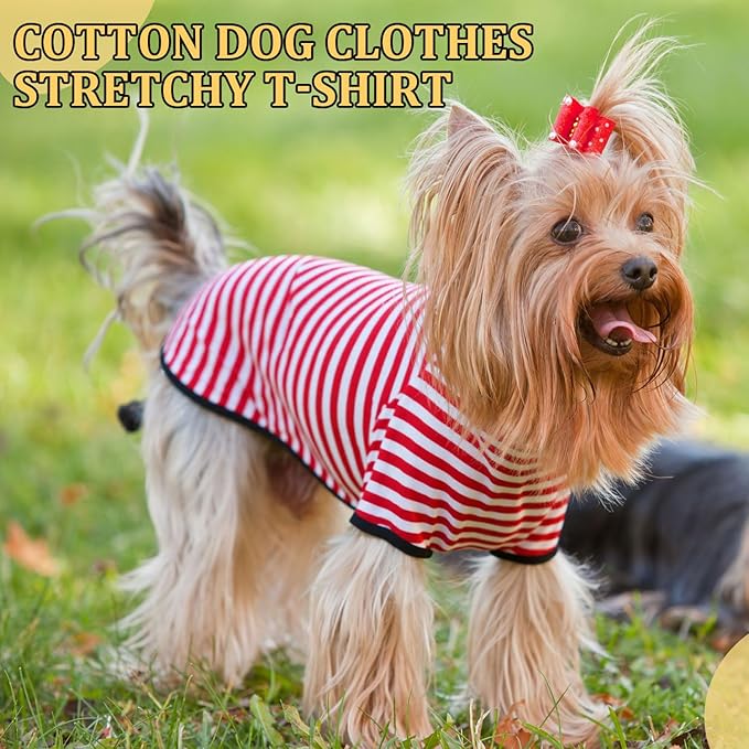 Geyoga 6 Pieces Dog Striped T-Shirt Cotton Breathable Pet Apparel Colorful Puppy Sweatshirt Clothes for Small to Medium Dogs Puppy(Dark Color,M)