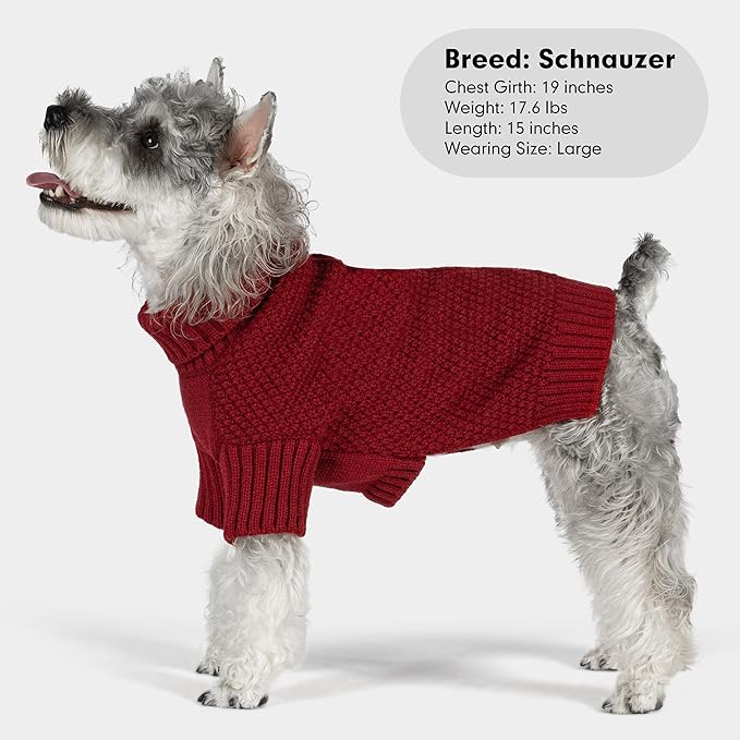 cyeollo Dog Sweater Knitwear with Leash Hole Turtleneck Pullover Sweaters Fall Winter Dog Clothes Sweaters for Large Dogs, Burgundy XXXL