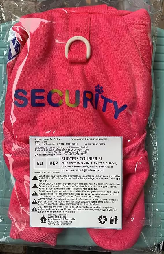 Dog Hoodie Security Clothes Tracksuit 4 Legs Jumpsuit Fleece Sweater Winter Sweat Shirt Warm Cotton Hoodies for Small Dog Medium Large Cat Magenta 3XL