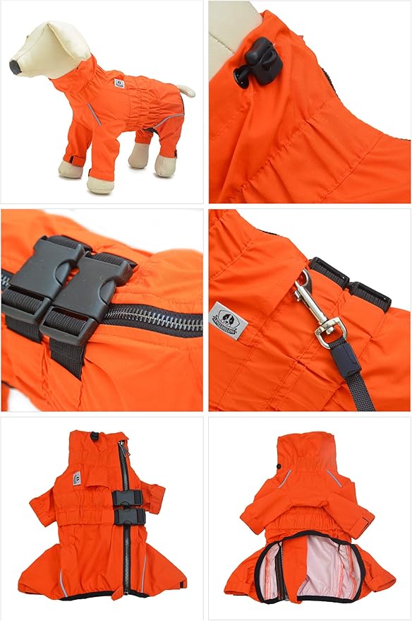 Dogs Waterproof Jacket, Lightweight Waterproof Jacket Reflective Safety Dog Raincoat Windproof Snow-Proof Dog Vest for Small Medium Large Dogs Orange XL