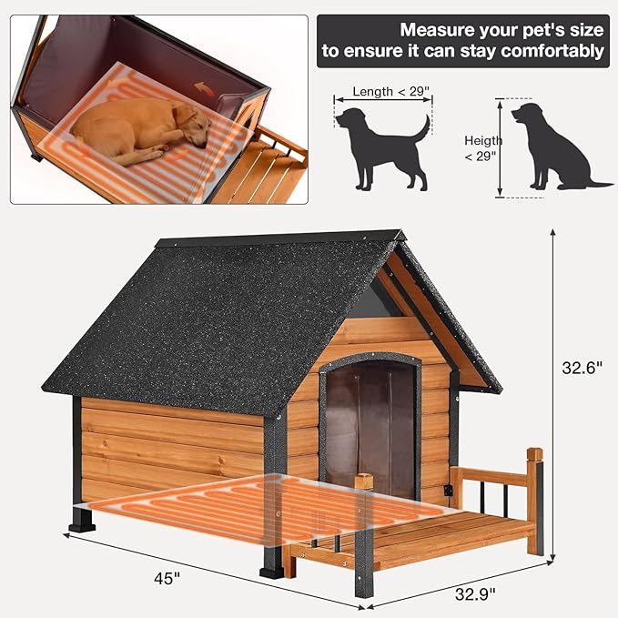 Dog House Outdoor, Chew-Proof Metal Frame Dog Kennel Shelter for Large Breeds,Weatherproof (Brown-H, Large)