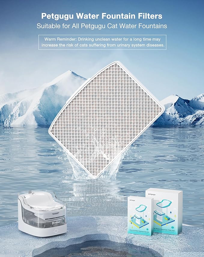 3 Pack Replacement Filters for PF1/PF1L Cat Water Fountain, Pet Fountain Filter Set (3 Pcs)