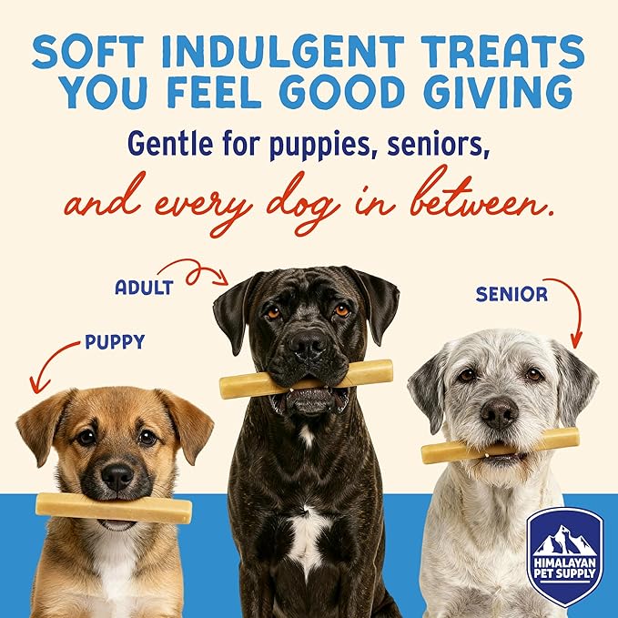 Himalayan Dog Chew Yogurt Sticks, Yogurt, Dog Treats with Prebiotics, Probiotics & Protein, Digestive Support, Lactose & Gluten Free, Natural Dog Treat for All Breeds, Made in America, 4pk